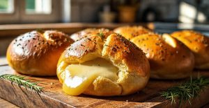 Pãezinhos Caseiros Recheados com Queijo e Ervas