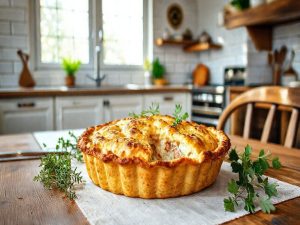 Torta de Frango Low Carb com Crosta de Couve-Flor