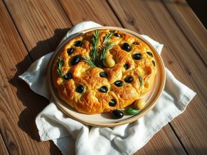 Focaccia Low Carb com Ervas e Azeitonas