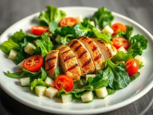 Salada de Acelga com Frango Grelhado e Molho de Iogurte