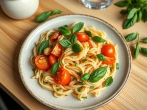 Macarrão de Grão de Bico com Molho de Tomate e Ervas