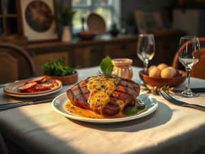 Bife de Patinho ao Molho de Mostarda e Ervas