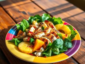 Salada Fitness Tropical com Frango e Abacate